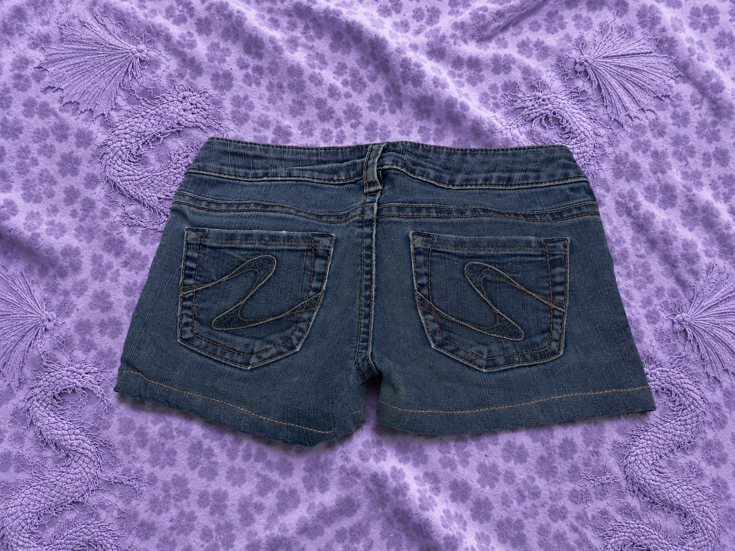 Silver Jeans Shorts Donna XS Blu Denim Y2K Vita Bassa Vintage