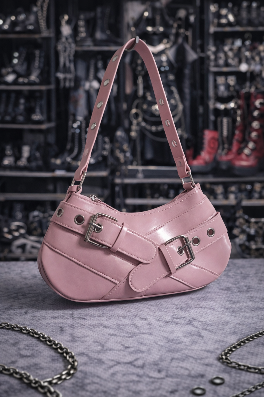 Mini Shoulder Bag Y2K Rosa con Fibbie | Vintage 2000s Style Prezzi speciali · Ultimi pezzi