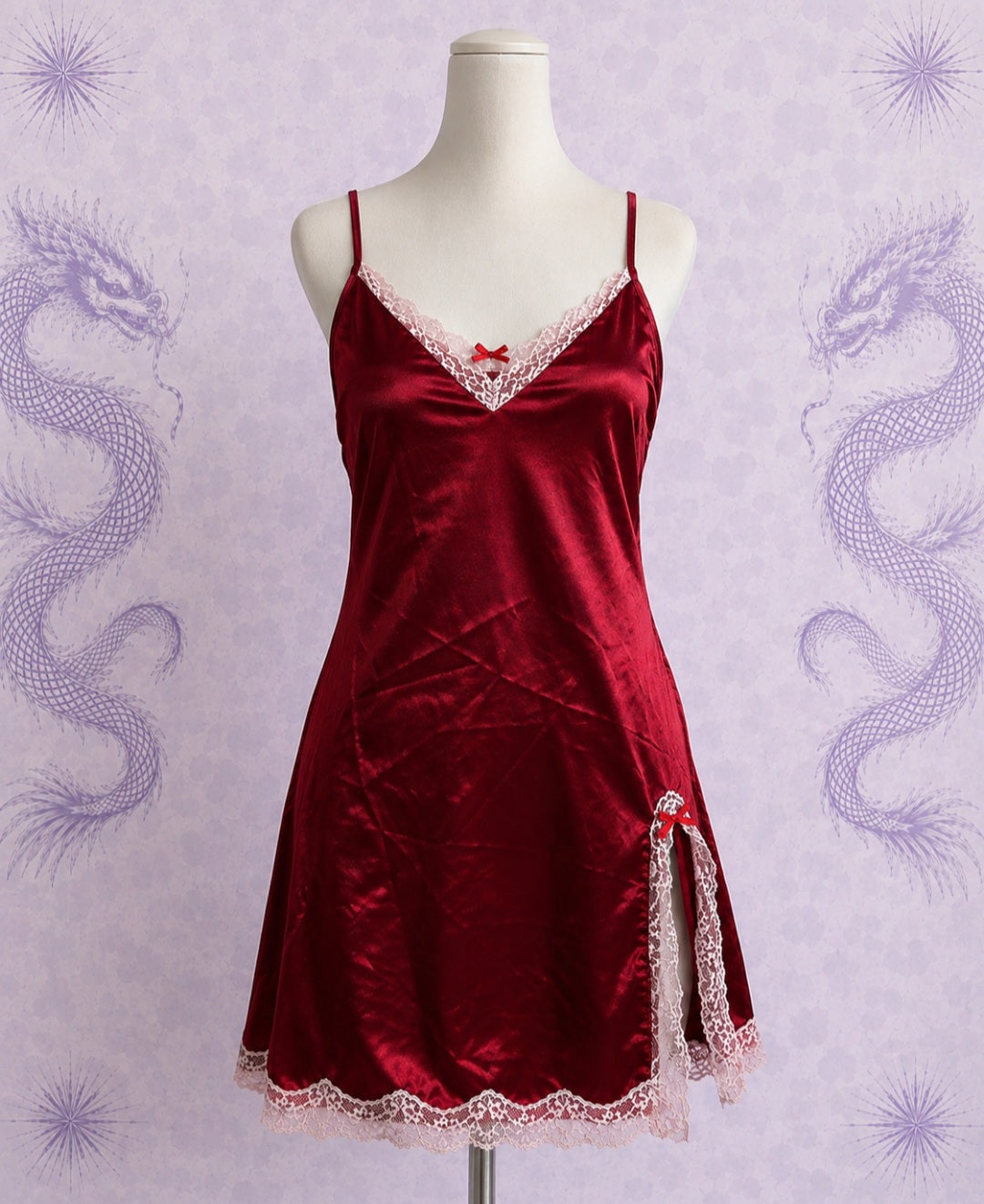 Abitino Gothic Rosso Satinato con Pizzo – Dark Romance – Taglia XS