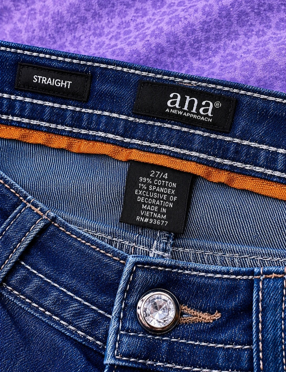 Jeans ANA Bootcut Donna Blu Denim Stretch con Tasche Decorate e Strass