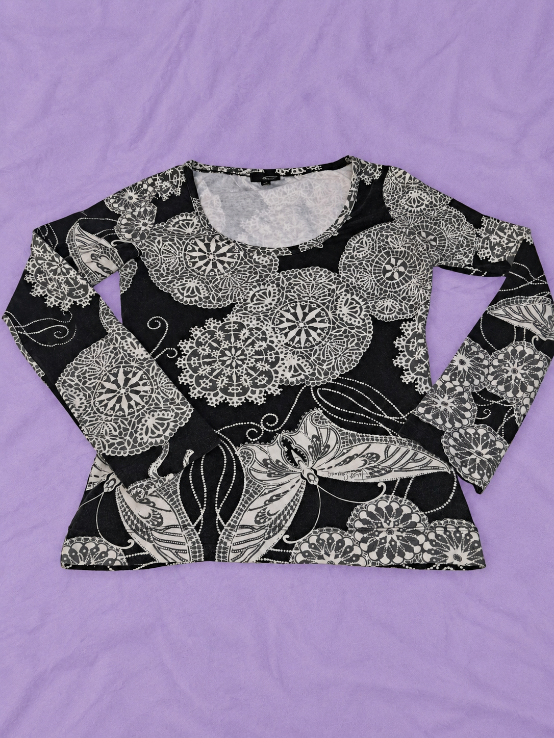Just Cavalli Y2K Top XS Black & White Long Sleeve