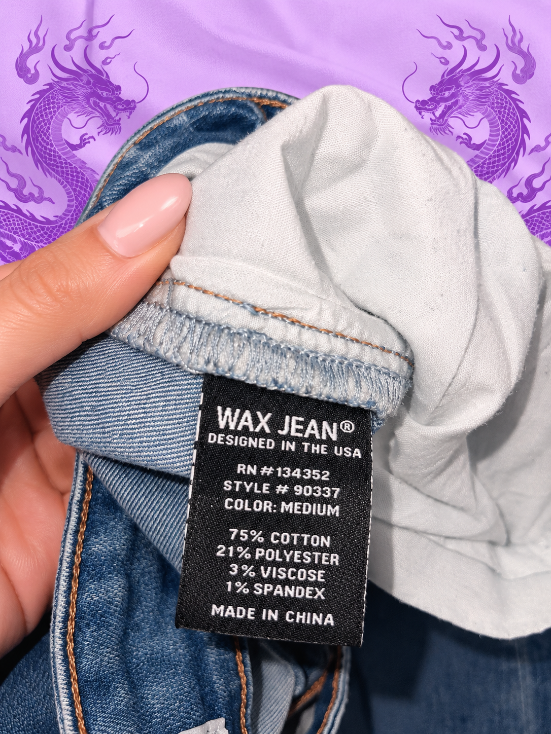 Wax Jean Y2K Baggy Cargo Jeans Blue Wide Leg Denim Size 7/28
