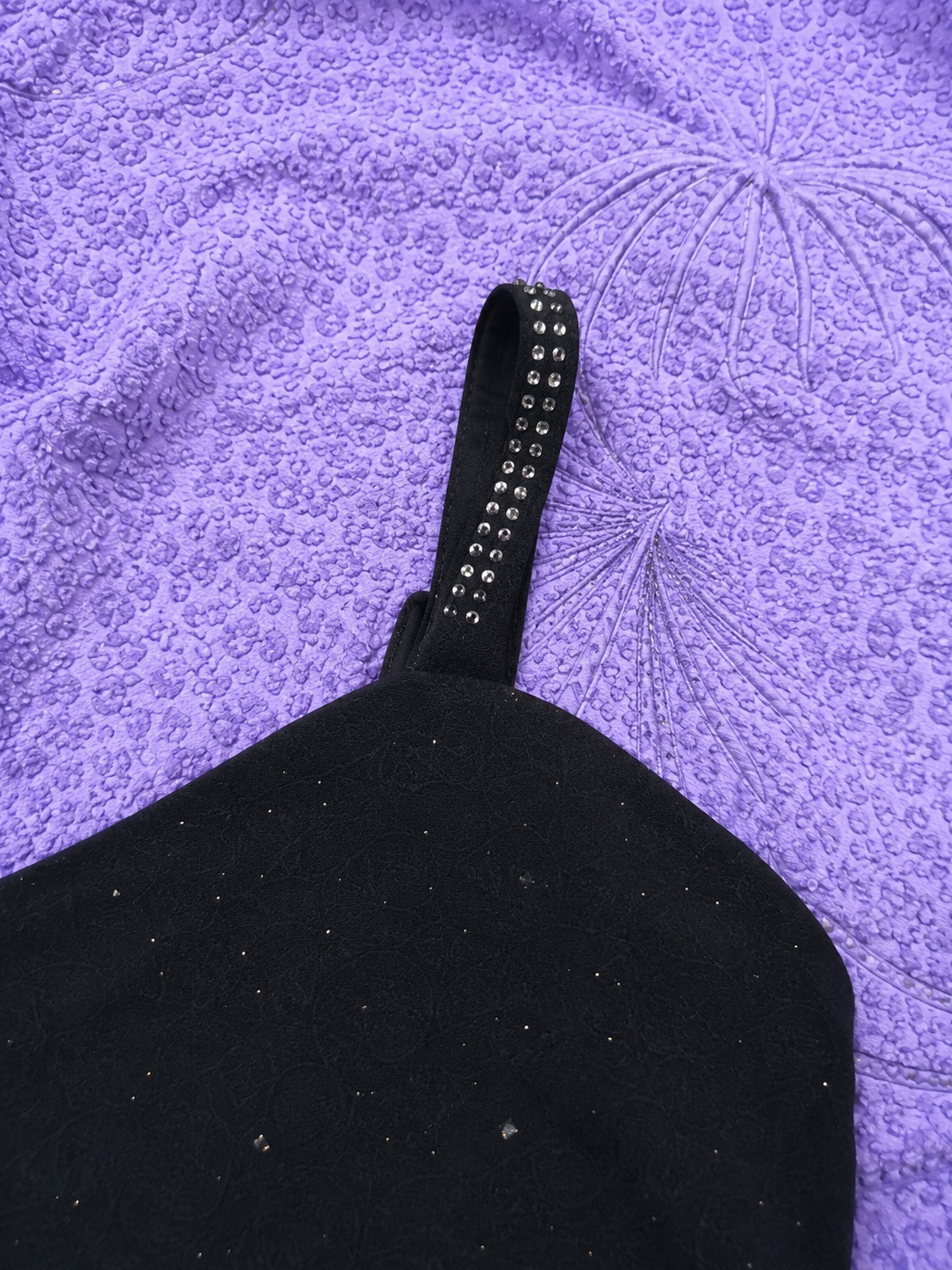 Top Nero con Strass Y2K Donna Taglia L – Canotta Elegante Glitter Elasticizzata