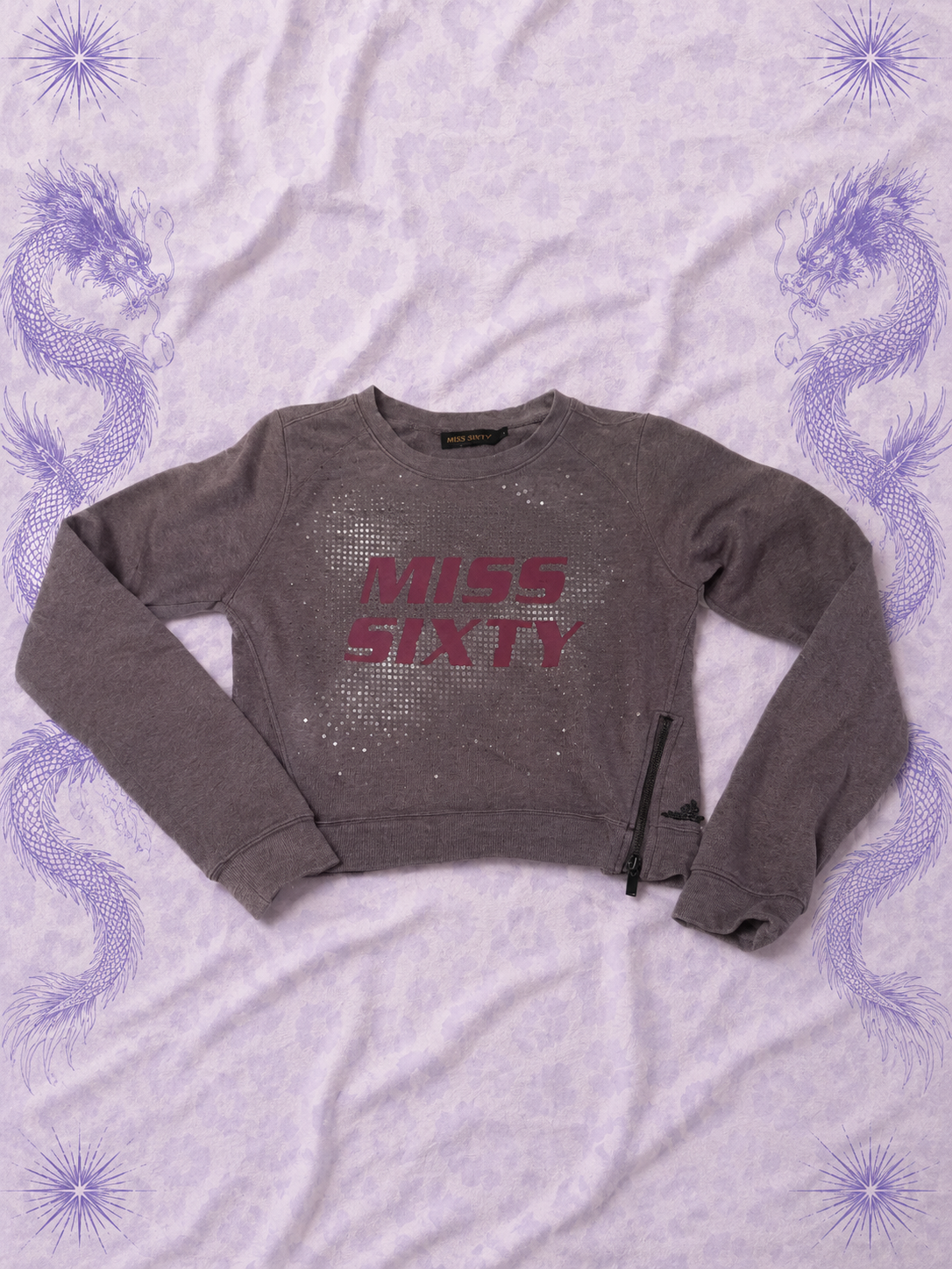 Felpa Miss Sixty Donna Grigio Malva con Logo e Zip Laterale – Taglia S