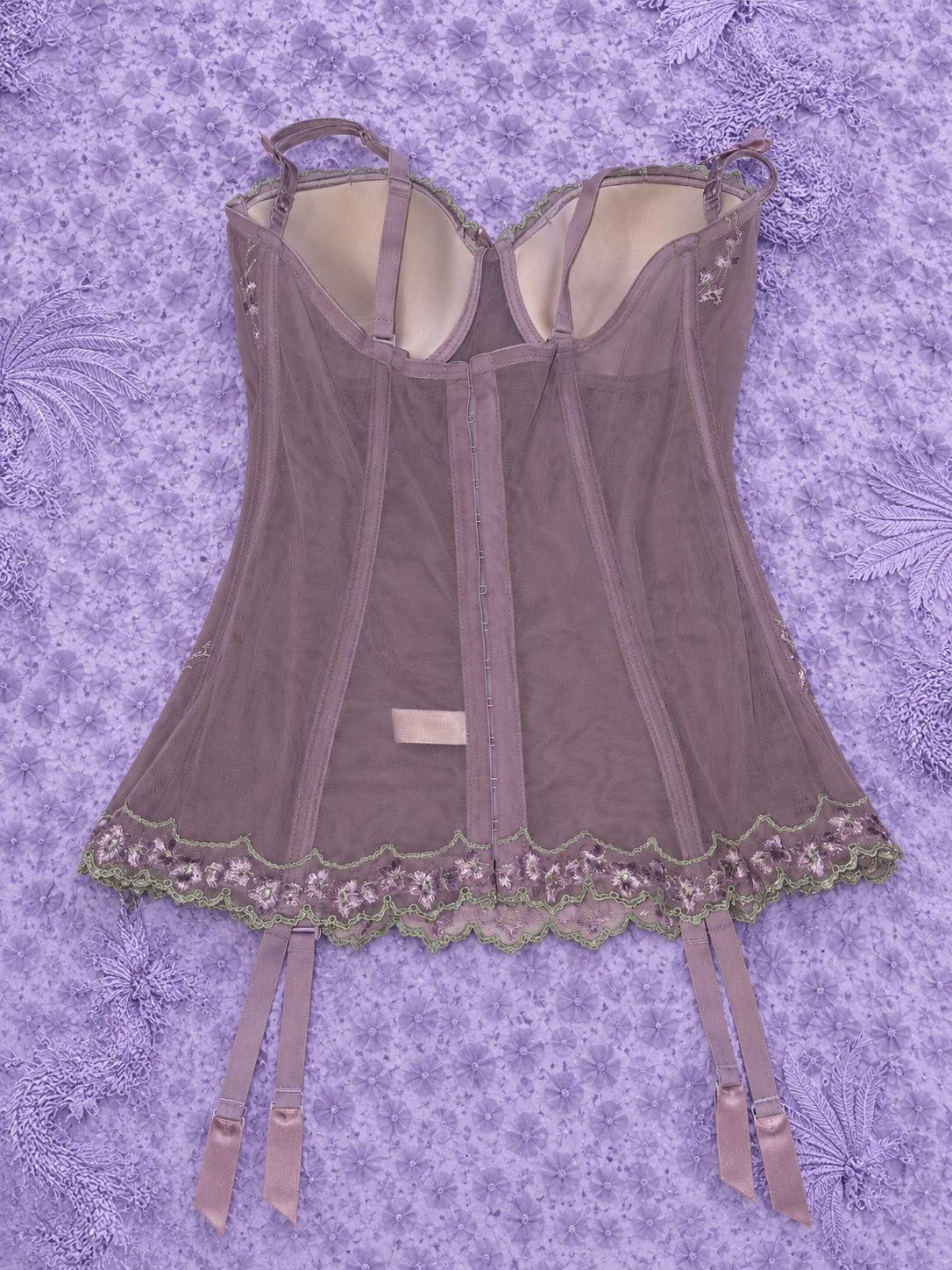 Christies Top Ricamato Rosa Cipria in Tulle Floreale – Vintage Y2K Taglia