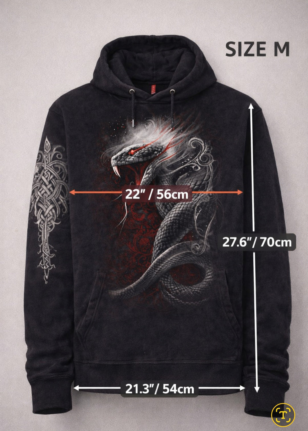 SPIRAL® Gothic Serpent Hoodie – Felpa Dark Goth con Serpente Infernale