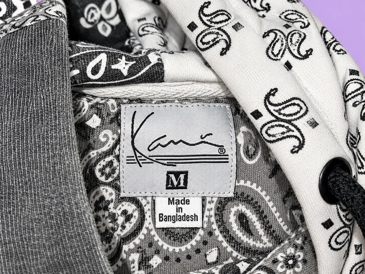Y2K Bandana Patchwork Hoodie Black Grey White – Size M