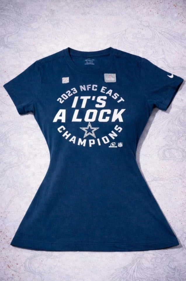 Nike NFL Dallas Cowboys NFC East Champions T-Shirt Uomo XXL Blu Navy Y2K Streetwear