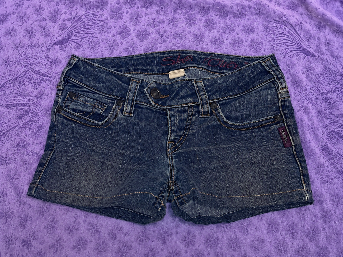Silver Jeans Shorts Donna XS Blu Denim Y2K Vita Bassa Vintage
