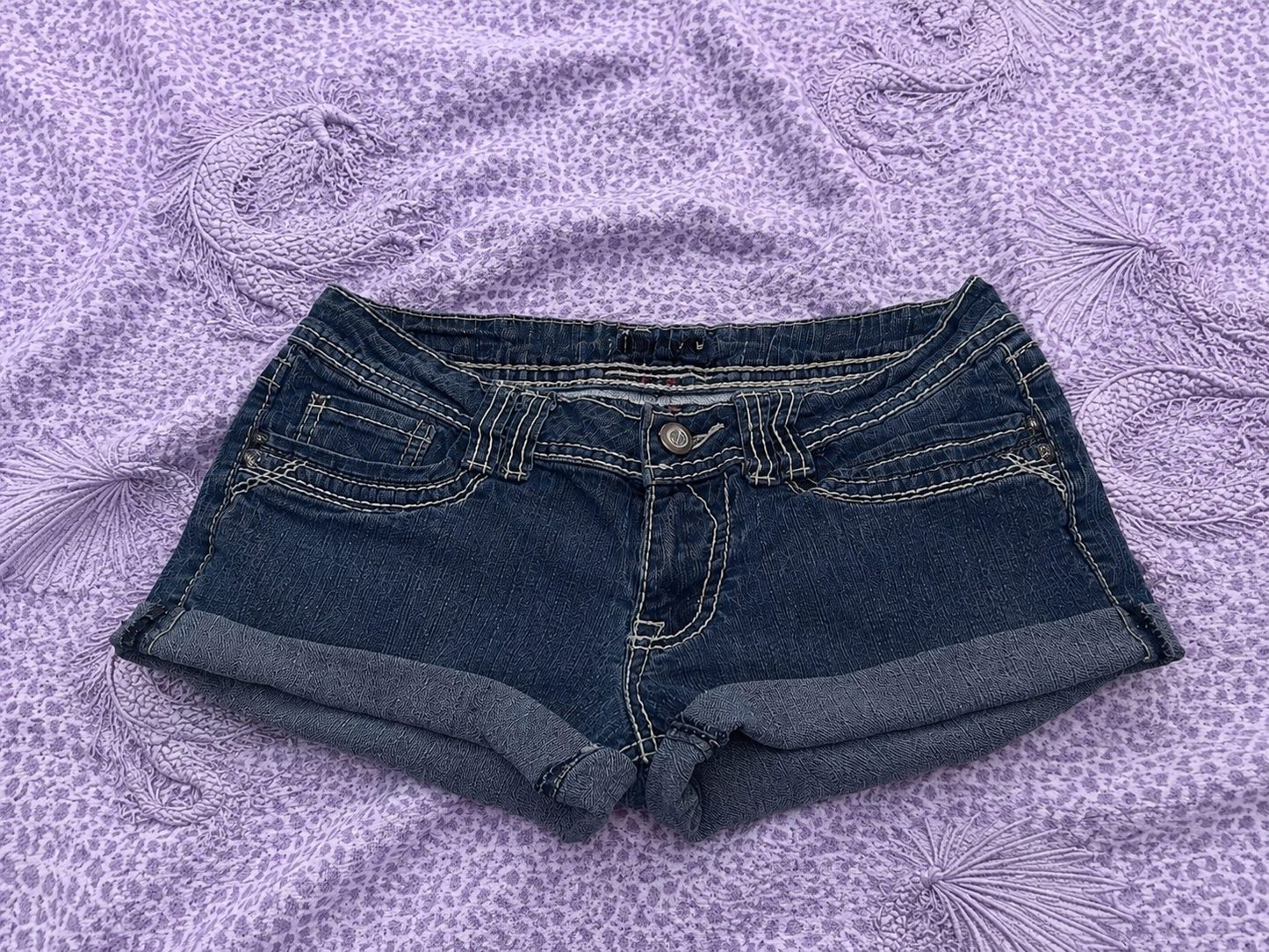 Shorts Jeans Y2K Beverly Hills Polo Club Vita Bassa con Risvolto