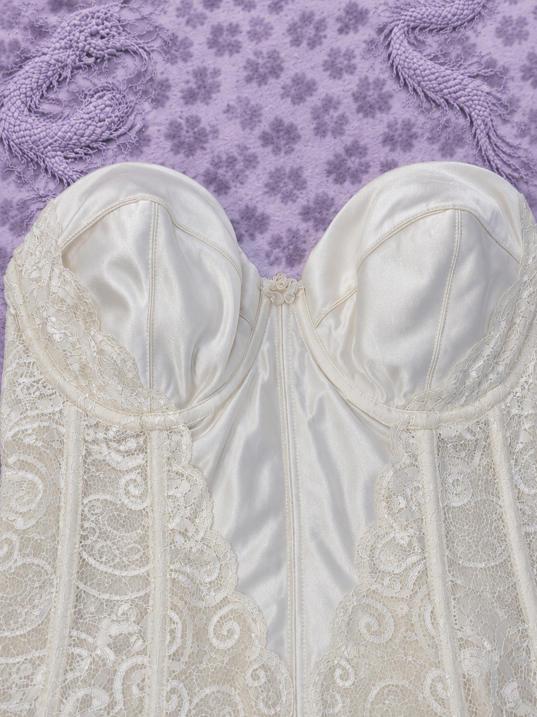 Top Avorio in Raso e Pizzo Donna XS – Elegante e Romantico