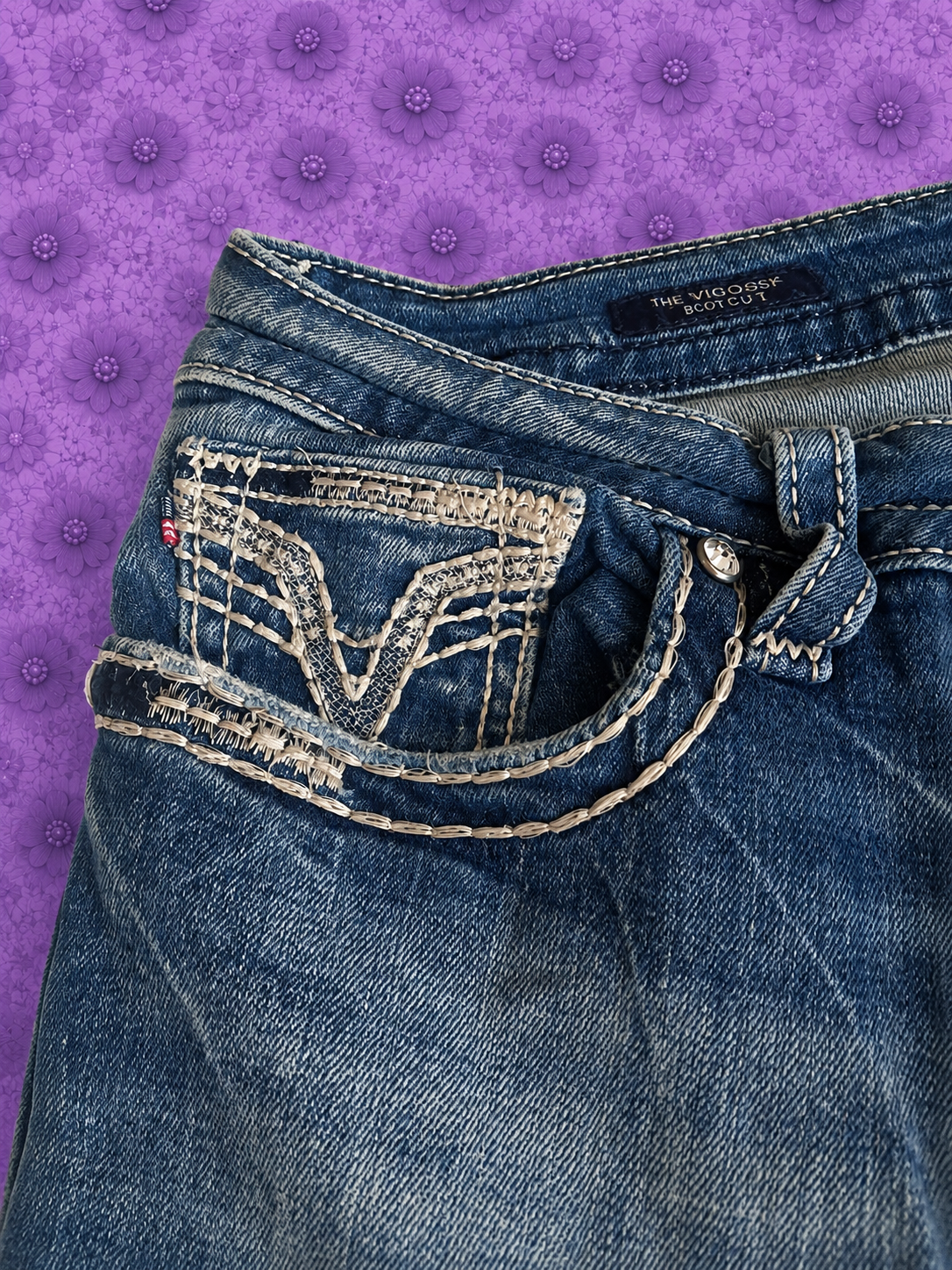 Jeans VIGOSS Flare Donna Denim Blu Vita Bassa Anni 2000 – Taglia IT 42 EU 38