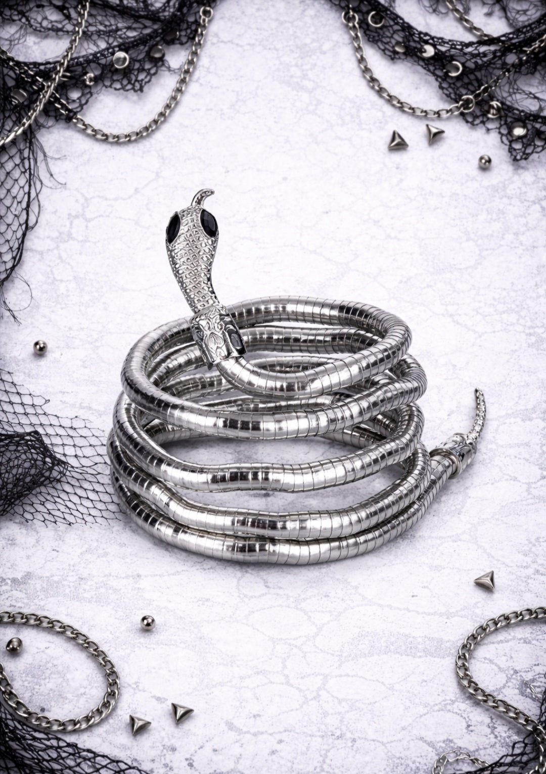 Bracciale / Choker Serpente 2-in-1 – Snake Goth Punk Dark Y2K