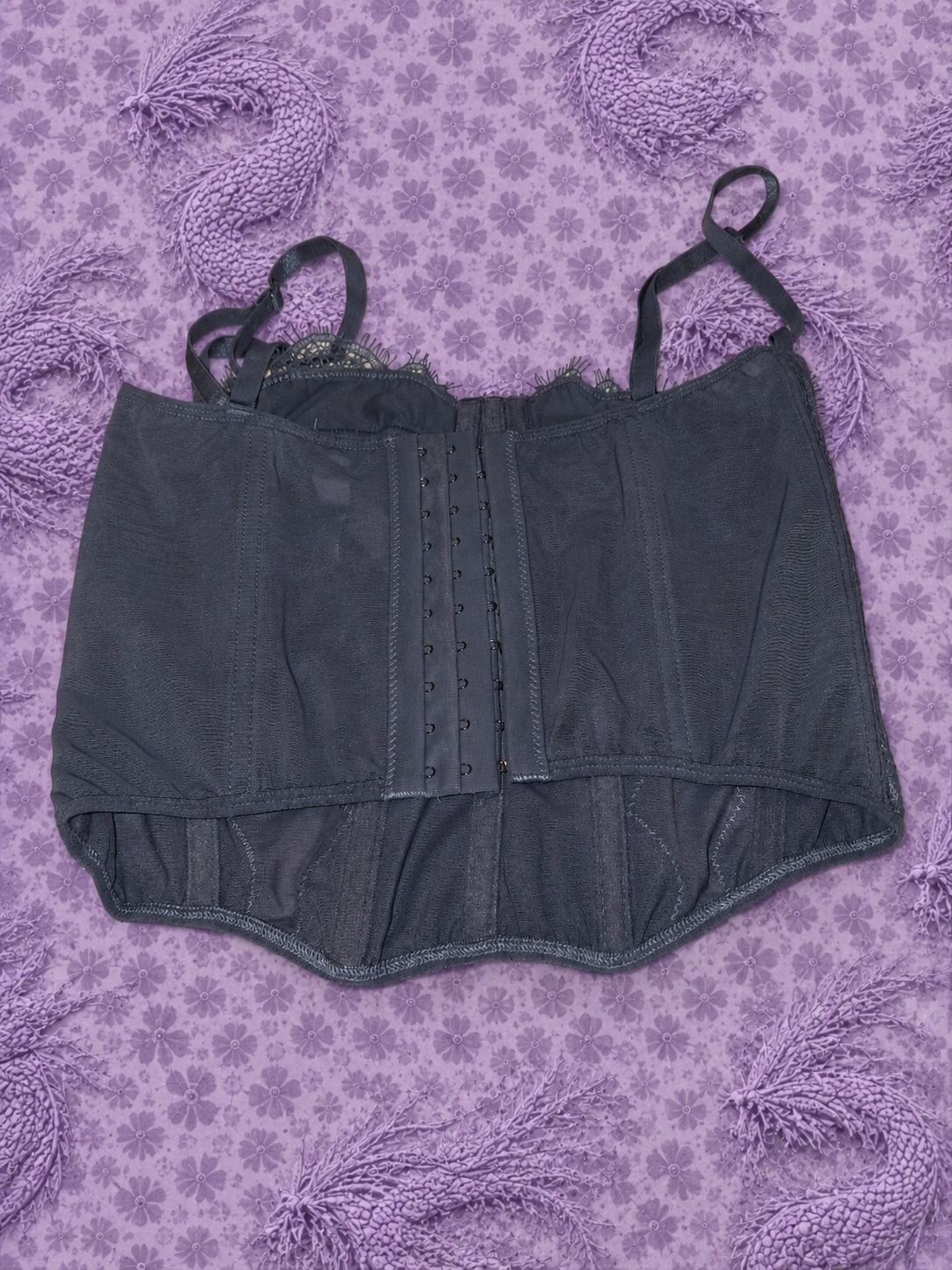 Top in Pizzo Blu Y2K Taglia S con Spalline Regolabili – Bustier Elegante