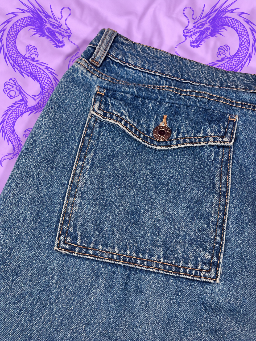 Garage Denim Y2K Cargo Jeans – Blue Wide Leg Multi Pocket – Size 11/30