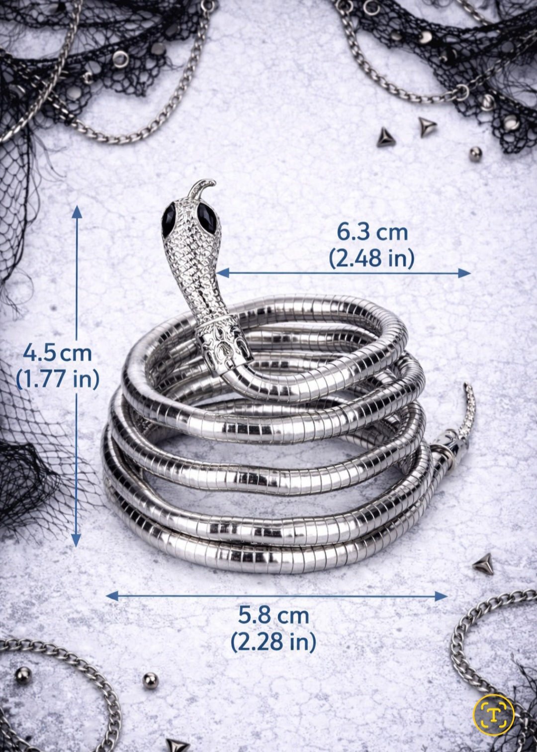 Bracciale / Choker Serpente 2-in-1 – Snake Goth Punk Dark Y2K