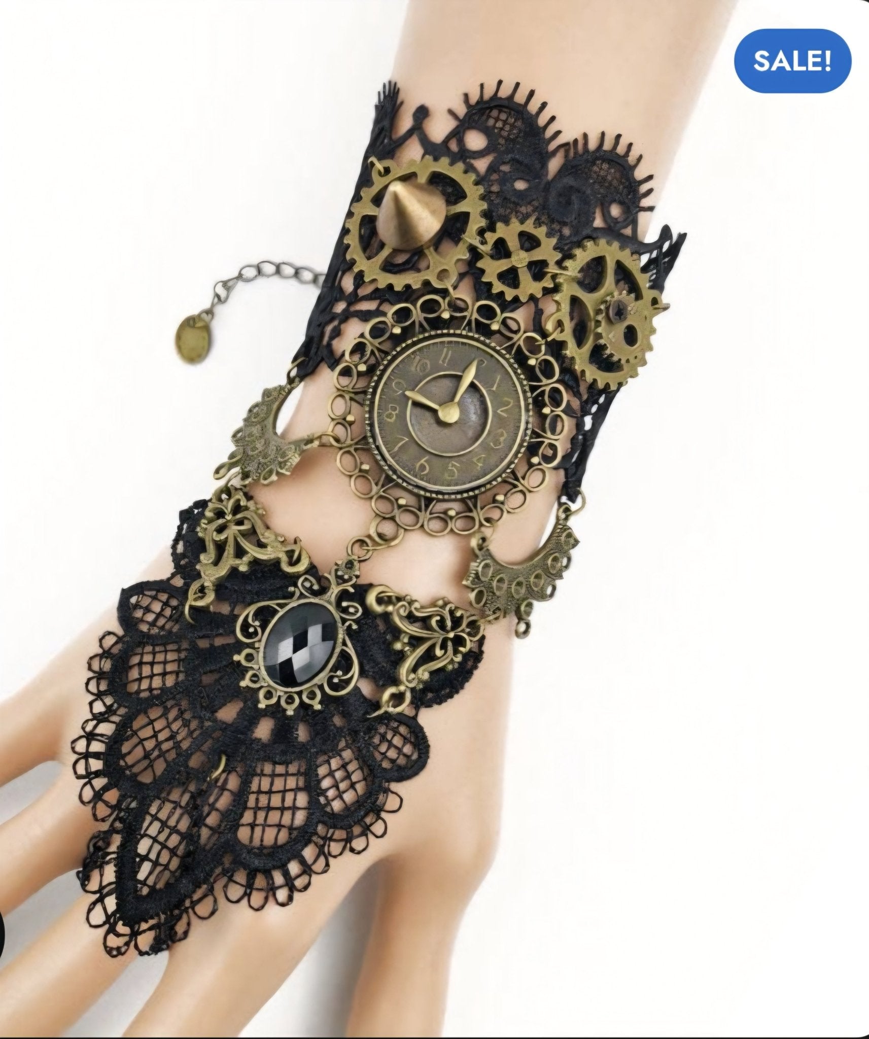 Steampunk Lace Clock Hand Bracelet – Gothic Gear Glove - GEDICO STORE